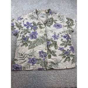 Fashion Bug Floral Button‎ Down Short Sleeve Shirt Womens Grannycore Womens XL
